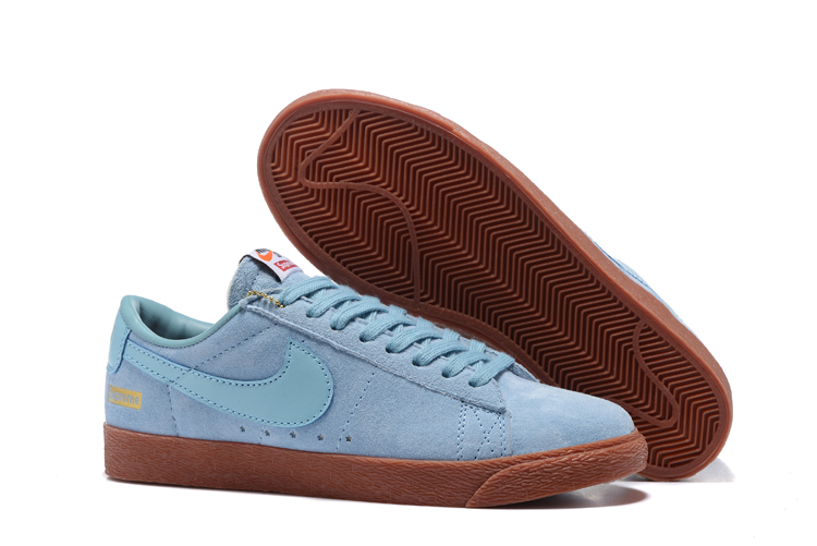 Women Nike SB Blazer GT x Supreme Blue Browm Shoes - Click Image to Close